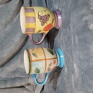 0152. 2 ~ Beautifully Hand ✋️ Painted ~ XL Cups ~ Perfect for Warming Beverages